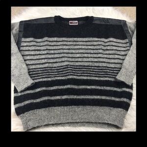 Samband of Iceland 100% new wool leather trim sweater M